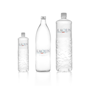 kyslíková voda KAQUN v 3 variantách 0,5L plastová fľaša 1 litrová sklenená fľaša 1,5 litrová plastová fľaša