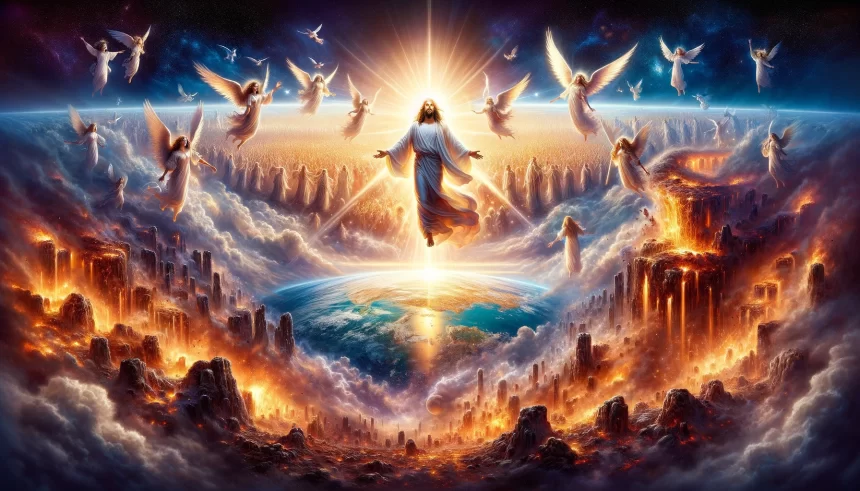 Kristovo vítězství nad zlem a příchod věčného království. Zobrazuje triumf dobra nad temnotou a přechod země do nového stavu míru a spravedlnosti.